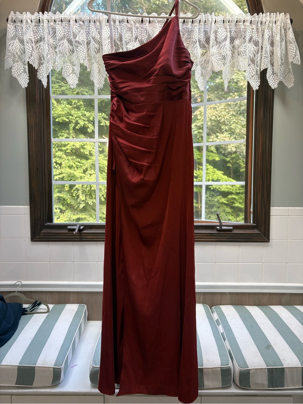 Elegant One-Shoulder Burnt Orange Evening Dress